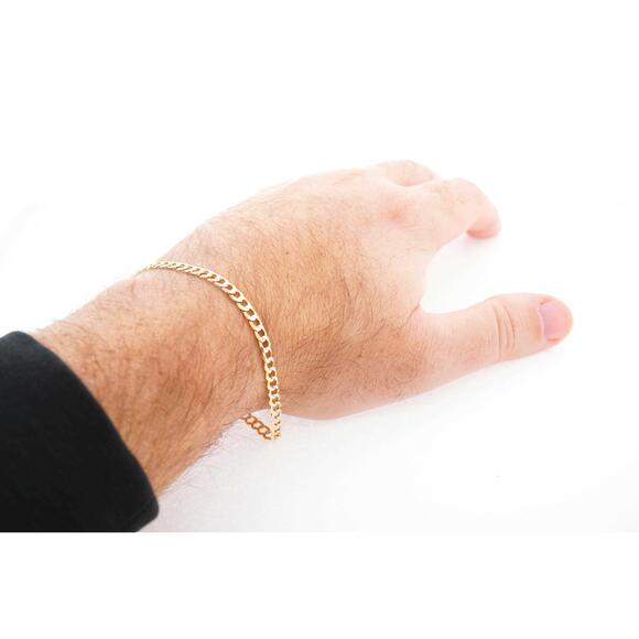 Estate 14k Yellow Gold Cuban Style Bracelet 8.5" Lobster Cla - Picture 6 of 6